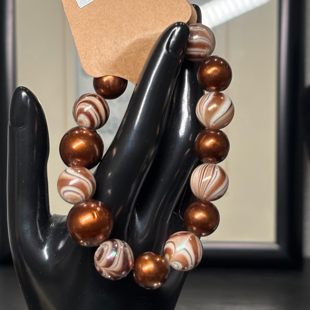 Handmade Bracelet Cream Bronze Bracelet Rhinestones Sherra’s Touch New